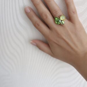 Bague Trio de Pierres Vertes