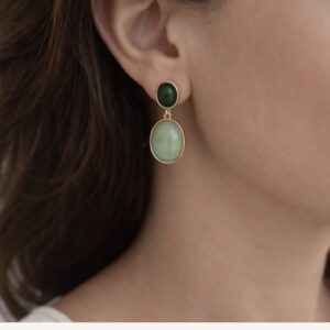Boucles d’Oreilles Duo de Pierres Vertes